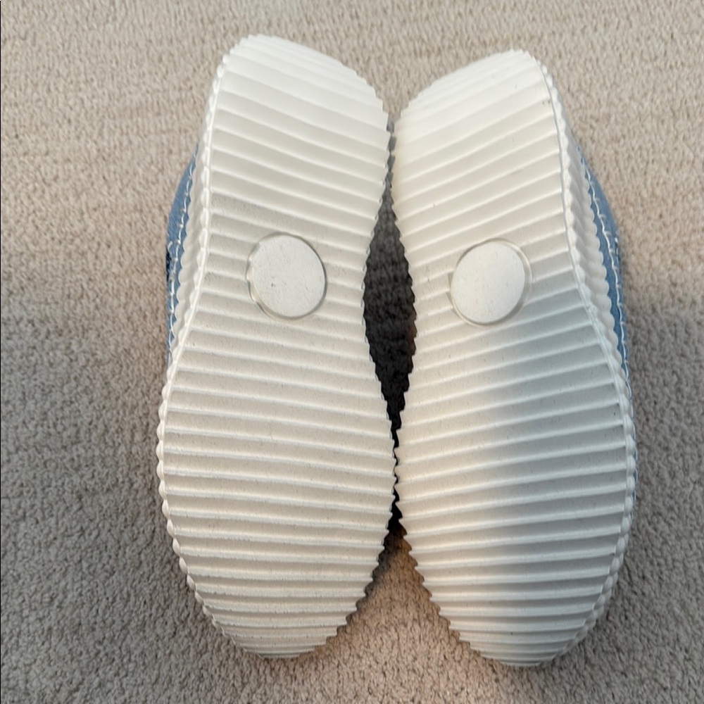 Corkys Blue Tweed Platform Sneakers with Cream Accents - Picture 4 of 5
